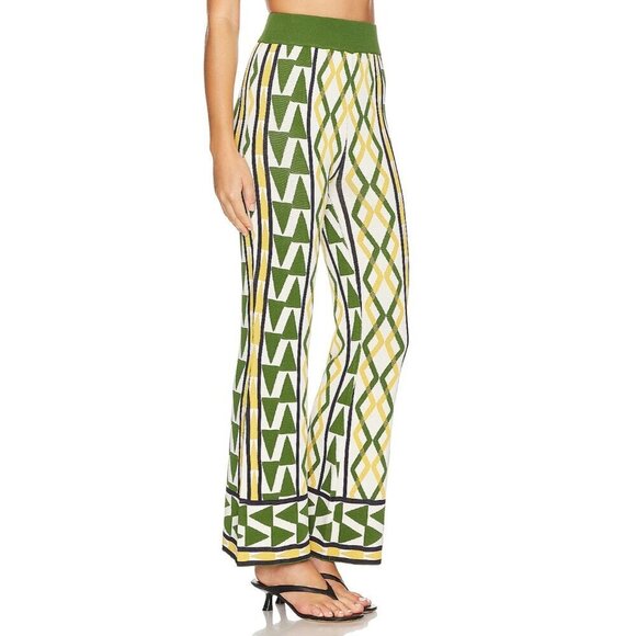 Misa Los Angeles Rialta Pants in Limoncello Geo Large New Womens Knit Trousers - Picture 3 of 14